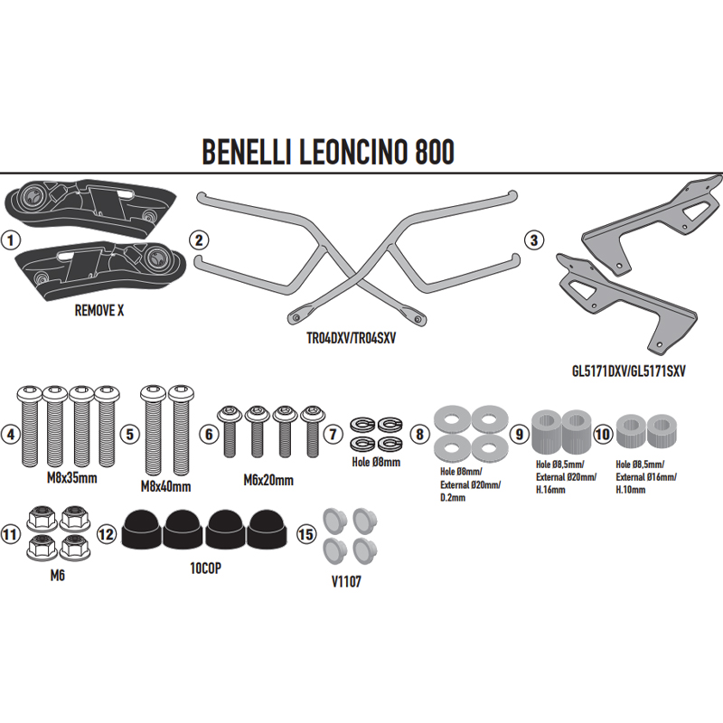 KIT DE FIJACION ALFORJAS GIVI REMOVE-X TR8713 BENELLI LEONCINO 800 | Fijaciones Alforjas de moto | %brands%
