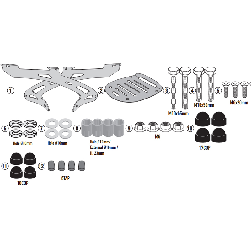 KIT DE FIJACIÓN POSTERIOR GIVI SR9106 KEEWAY V 302 C | Fijaciones Top Case de moto | %brands%