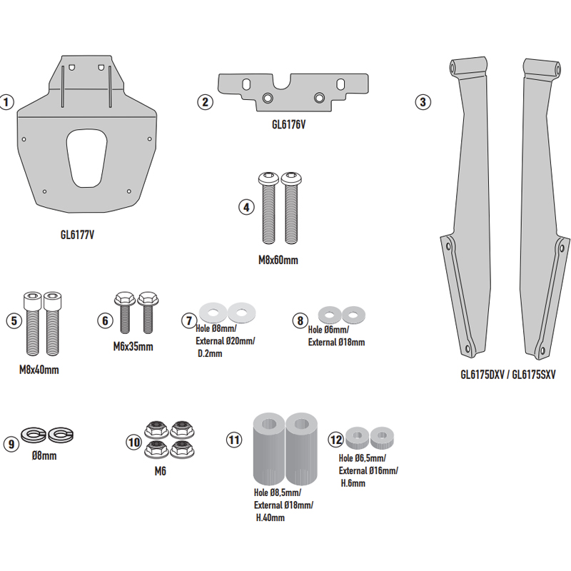 KIT DE FIJACIÓN POSTERIOR GIVI SR7072 SYM ADX TG 400 | Fijaciones Top Case de moto | %brands%