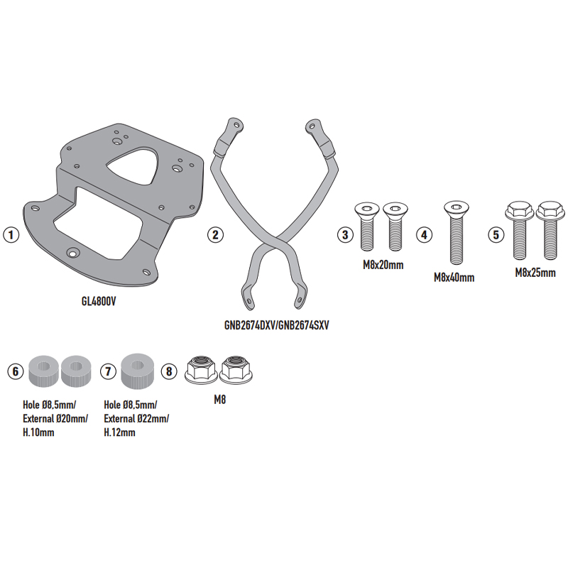 KIT DE FIJACIÓN POSTERIOR GIVI SR7065 SYM MAXSYM 400 | Fijaciones Top Case de moto | %brands%
