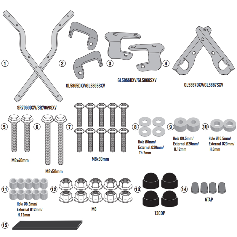 KIT DE FIJACIÓN POSTERIOR GIVI SR7069 SYM ADX 125 | Fijaciones Top Case de moto | %brands%