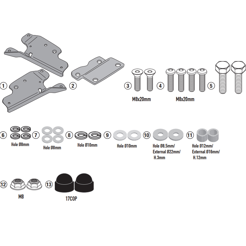 KIT DE FIJACIÓN POSTERIOR GIVI SR9353 MOTO MORINI X-CAPE 1200 | Fijaciones Top Case de moto | %brands%
