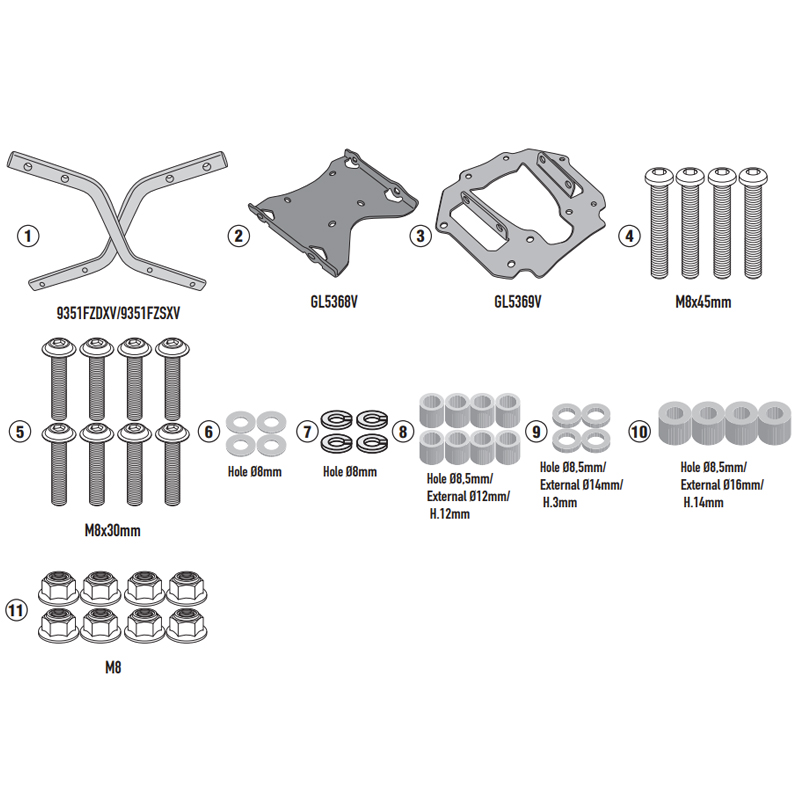 KIT DE FIJACIÓN POSTERIOR GIVI 9351FZ MOTO MORINI SIEMMEZZO STR/SCR 650 | Fijaciones Top Case de moto | %brands%