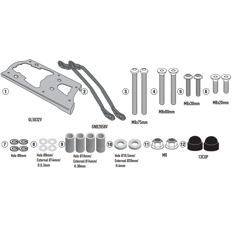 KIT DE FIJACIÓN POSTERIOR GIVI SR9350 MOTO MORINI X-CAPE 649 | Fijaciones Top Case de moto | %brands%