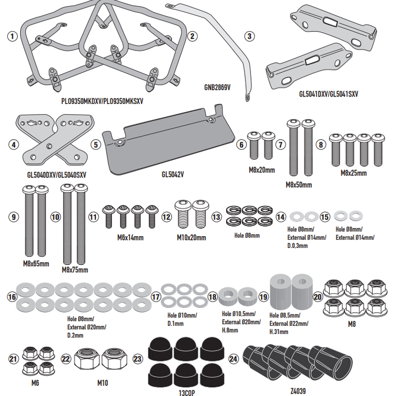 KIT DE FIJACION MALETAS LATERALES GIVI PLO9350MK MOTO MORINI X-CAPE 649 | Fijaciones Maletas de moto | %brands%