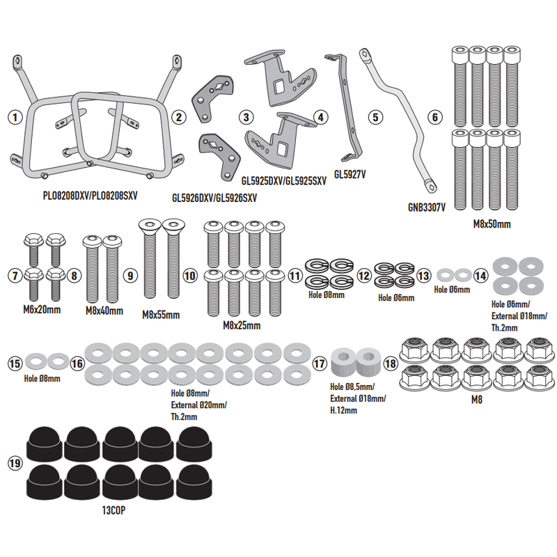 KIT DE FIJACION MALETAS LATERALES GIVI PLO8208MK MOTO GUZZI STELVIO 1000 | Fijaciones Maletas de moto | %brands%