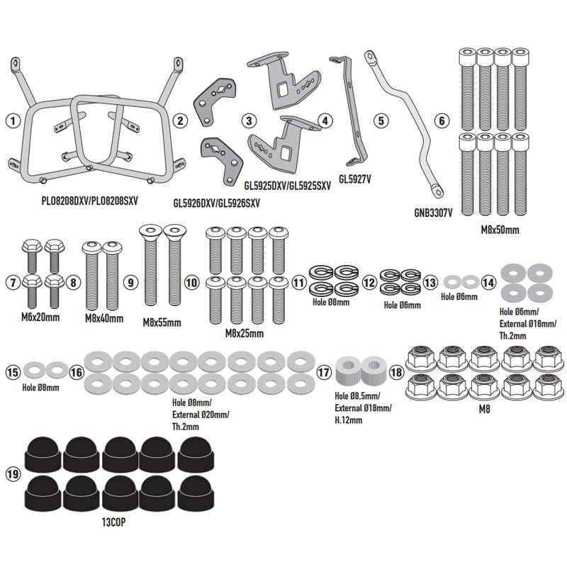 KIT DE FIJACION MALETAS LATERALES GIVI PLO8208CAM MOTO GUZZI STELVIO 1000 | Fijaciones Maletas de moto | %brands%