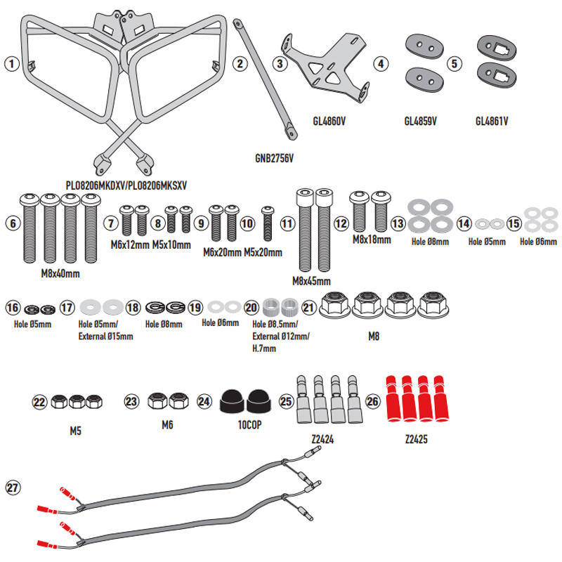 KIT DE FIJACION MALETAS LATERALES GIVI PLO8206CAM MOTO GUZZI V7 SPECIAL/STONE | Fijaciones Maletas de moto | %brands%