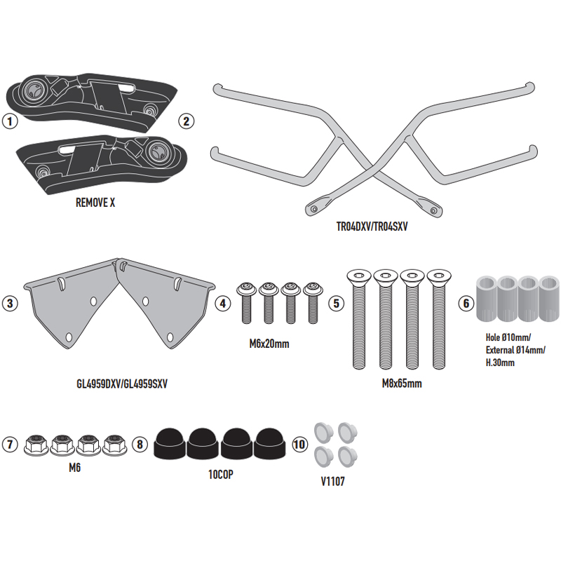 KIT DE FIJACION ALFORJAS GIVI REMOVE-X TR8206 MOTO GUZZI V7 SPECIAL/STONE | Fijaciones Alforjas de moto | %brands%