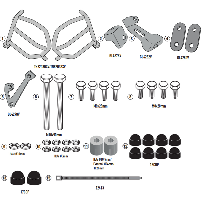 DEFENSAS DE MOTOR GIVI TN8203 MOTO GUZZI V85 TT | Protectores de motor de moto | %brands%