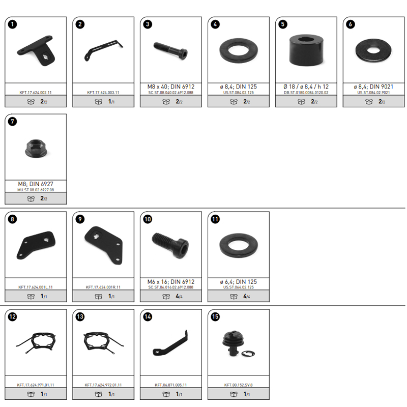 KIT DE FIJACION MALETAS LATERALES SW-MOTECH MOTO GUZZI KFT.17.624.30000/B | Fijaciones Maletas de moto | %brands%
