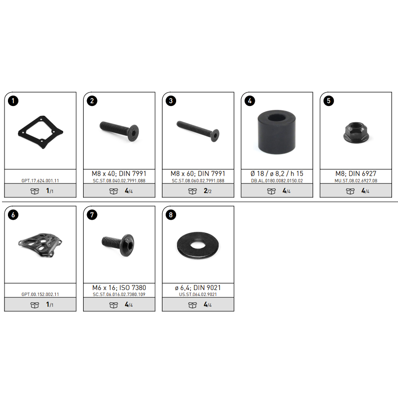 KIT DE FIJACIÓN POSTERIOR SW-MOTECH ADVENTURE-RACK MOTO GUZZI GPT.17.624.19000/B | Fijaciones Top Case de moto | %brands%