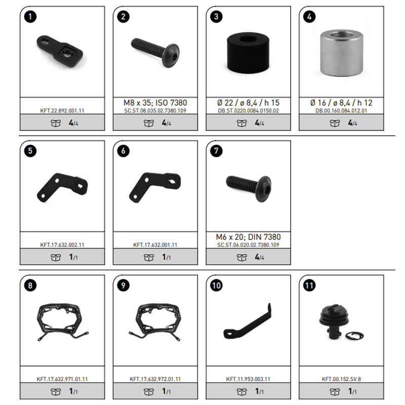 KIT DE FIJACION MALETAS LATERALES SW-MOTECH MOTO GUZZI KFT.17.632.30000/B | Fijaciones Maletas de moto | %brands%