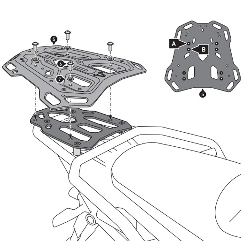 KIT DE FIJACIÓN POSTERIOR SW-MOTECH ADVENTURE-RACK MOTO GUZZI GPT.17.632.19000/B | Fijaciones Top Case de moto | %brands%