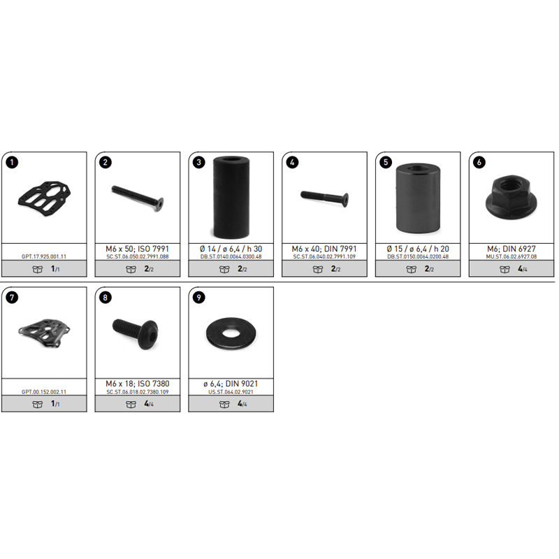 KIT DE FIJACIÓN POSTERIOR SW-MOTECH ADVENTURE-RACK MOTO GUZZI GPT.17.632.19000/B | Fijaciones Top Case de moto | %brands%