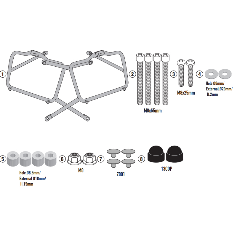 KIT DE FIJACION MALETAS LATERALES GIVI PL9058 ROYAL ENFIELD SUPER METEOR 650 | Fijaciones Maletas de moto | %brands%