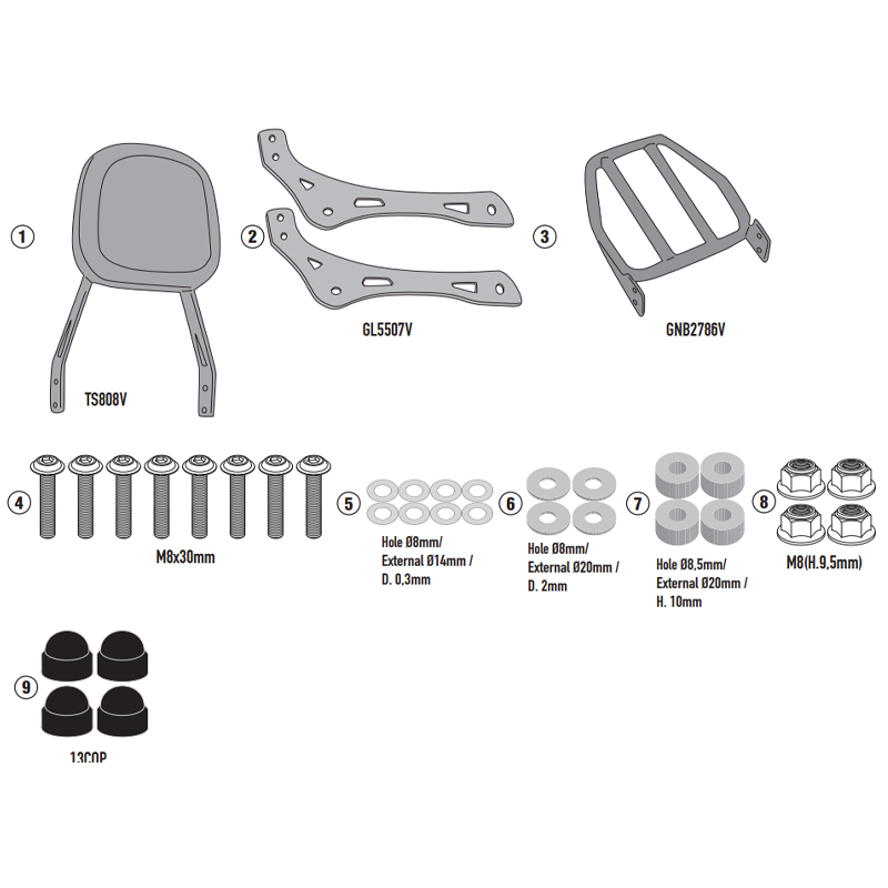 RESPALDO PARA PASAJERO GIVI TS9058B ROYAL ENFIELD SUPER METEOR 650 | Otros de moto | %brands%