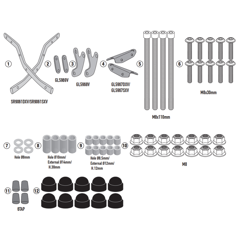 KIT DE FIJACIÓN POSTERIOR GIVI SR9061 ROYAL ENFIELD GUERRILLA 450 | Fijaciones Top Case de moto | %brands%