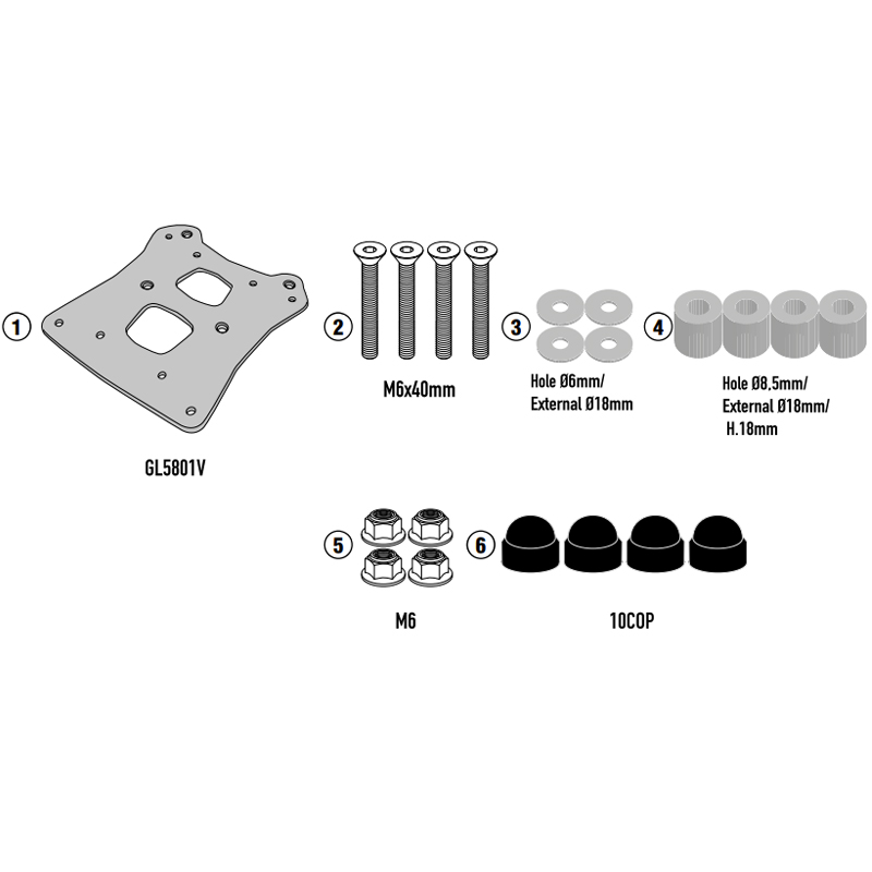 KIT DE FIJACIÓN POSTERIOR GIVI SR9059 ROYAL ENFIELD HIMALAYAN 450 | Fijaciones Top Case de moto | %brands%