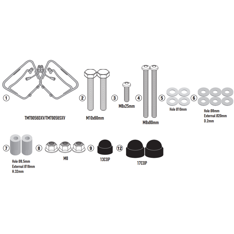 KIT DE FIJACION ALFORJAS GIVI TMT9056 ROYAL ENFIELD HNTR 350 | Fijaciones Alforjas de moto | %brands%